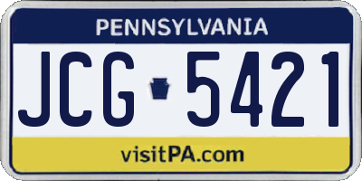 PA license plate JCG5421