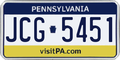 PA license plate JCG5451