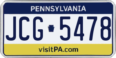 PA license plate JCG5478