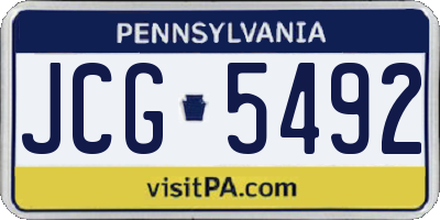 PA license plate JCG5492