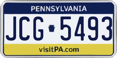 PA license plate JCG5493