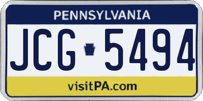 PA license plate JCG5494