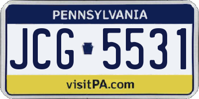 PA license plate JCG5531