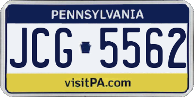PA license plate JCG5562