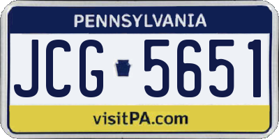 PA license plate JCG5651