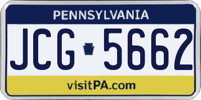 PA license plate JCG5662