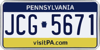PA license plate JCG5671