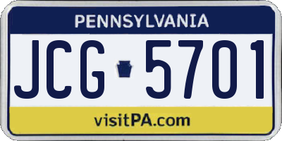 PA license plate JCG5701