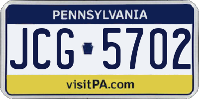PA license plate JCG5702