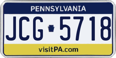 PA license plate JCG5718