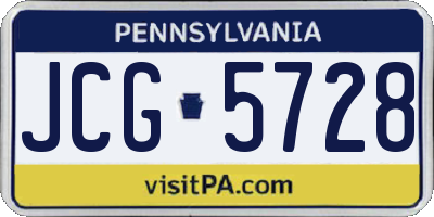 PA license plate JCG5728