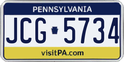 PA license plate JCG5734