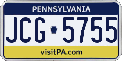 PA license plate JCG5755