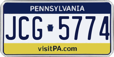 PA license plate JCG5774