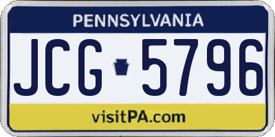 PA license plate JCG5796