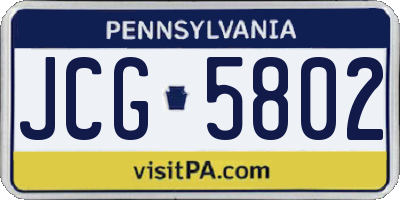 PA license plate JCG5802