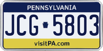 PA license plate JCG5803