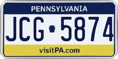 PA license plate JCG5874