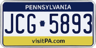 PA license plate JCG5893