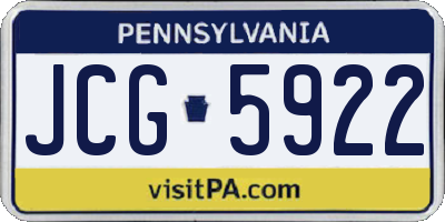 PA license plate JCG5922