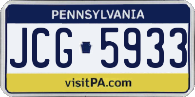 PA license plate JCG5933