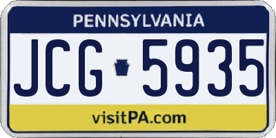 PA license plate JCG5935