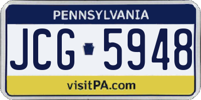 PA license plate JCG5948