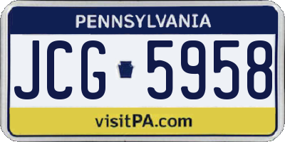 PA license plate JCG5958