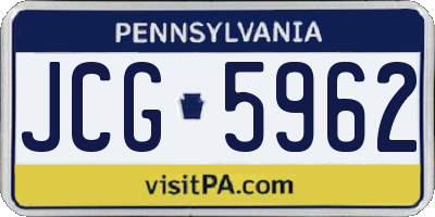 PA license plate JCG5962
