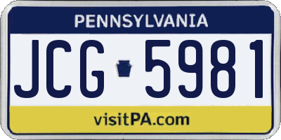 PA license plate JCG5981