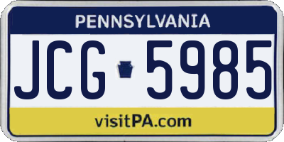 PA license plate JCG5985