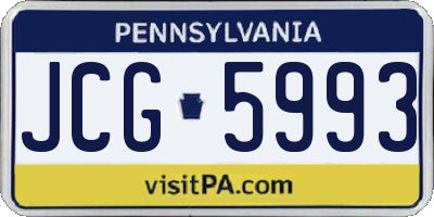 PA license plate JCG5993
