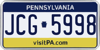 PA license plate JCG5998