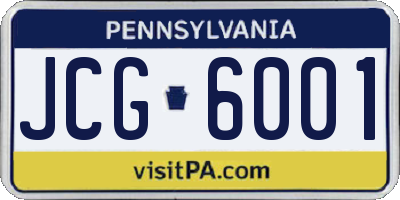 PA license plate JCG6001