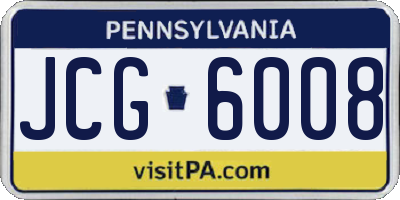 PA license plate JCG6008