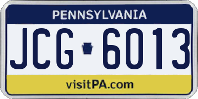 PA license plate JCG6013