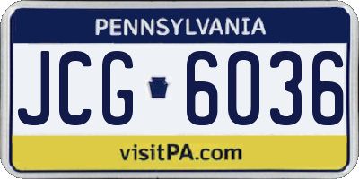 PA license plate JCG6036