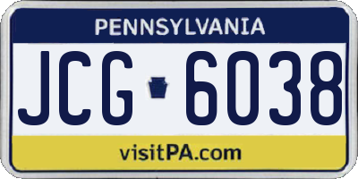 PA license plate JCG6038