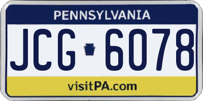 PA license plate JCG6078