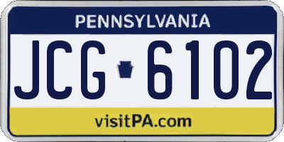 PA license plate JCG6102