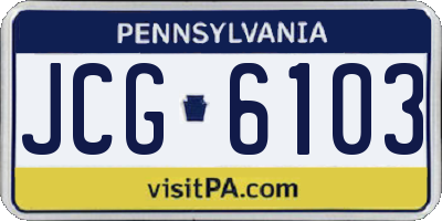 PA license plate JCG6103