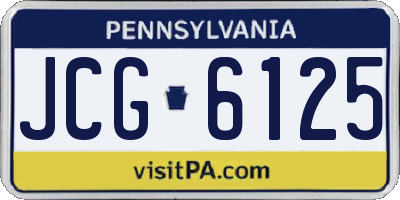 PA license plate JCG6125