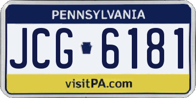 PA license plate JCG6181