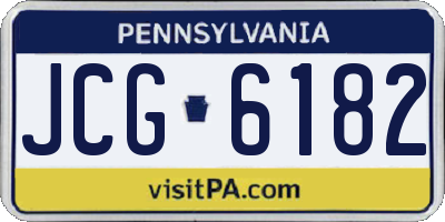 PA license plate JCG6182