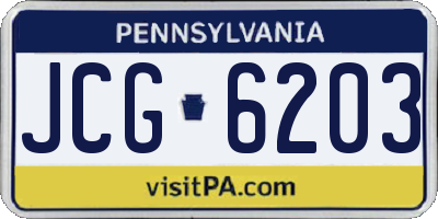 PA license plate JCG6203