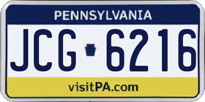 PA license plate JCG6216