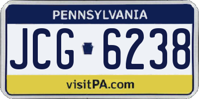 PA license plate JCG6238