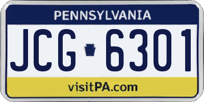 PA license plate JCG6301