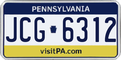 PA license plate JCG6312