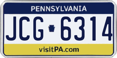 PA license plate JCG6314